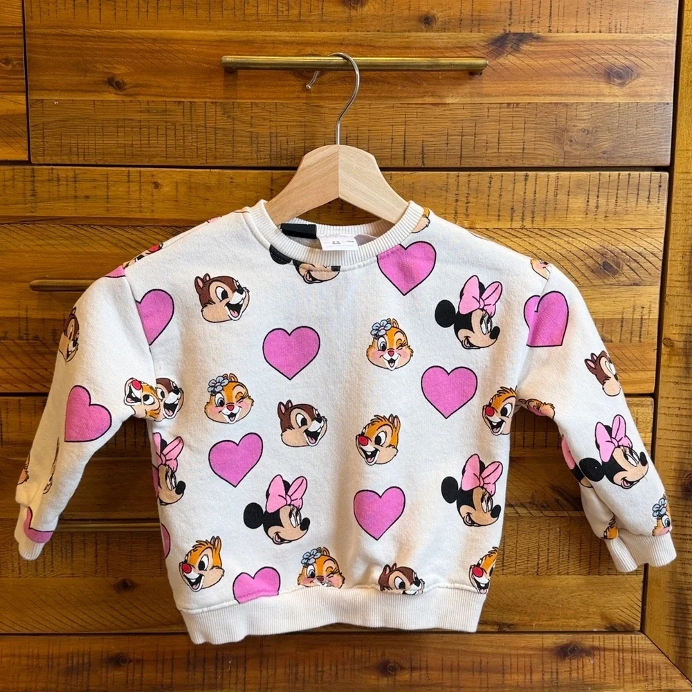 Zara Girls Kids Pink and White Character Sweatshirt